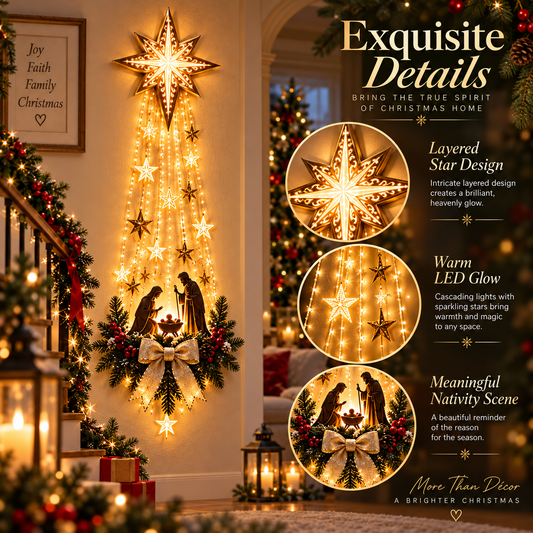 β¨Last Day 49% OFFβ¨βοΈ Bethlehem Star of Faithβ’ β Lighted Nativity Wall Decor
