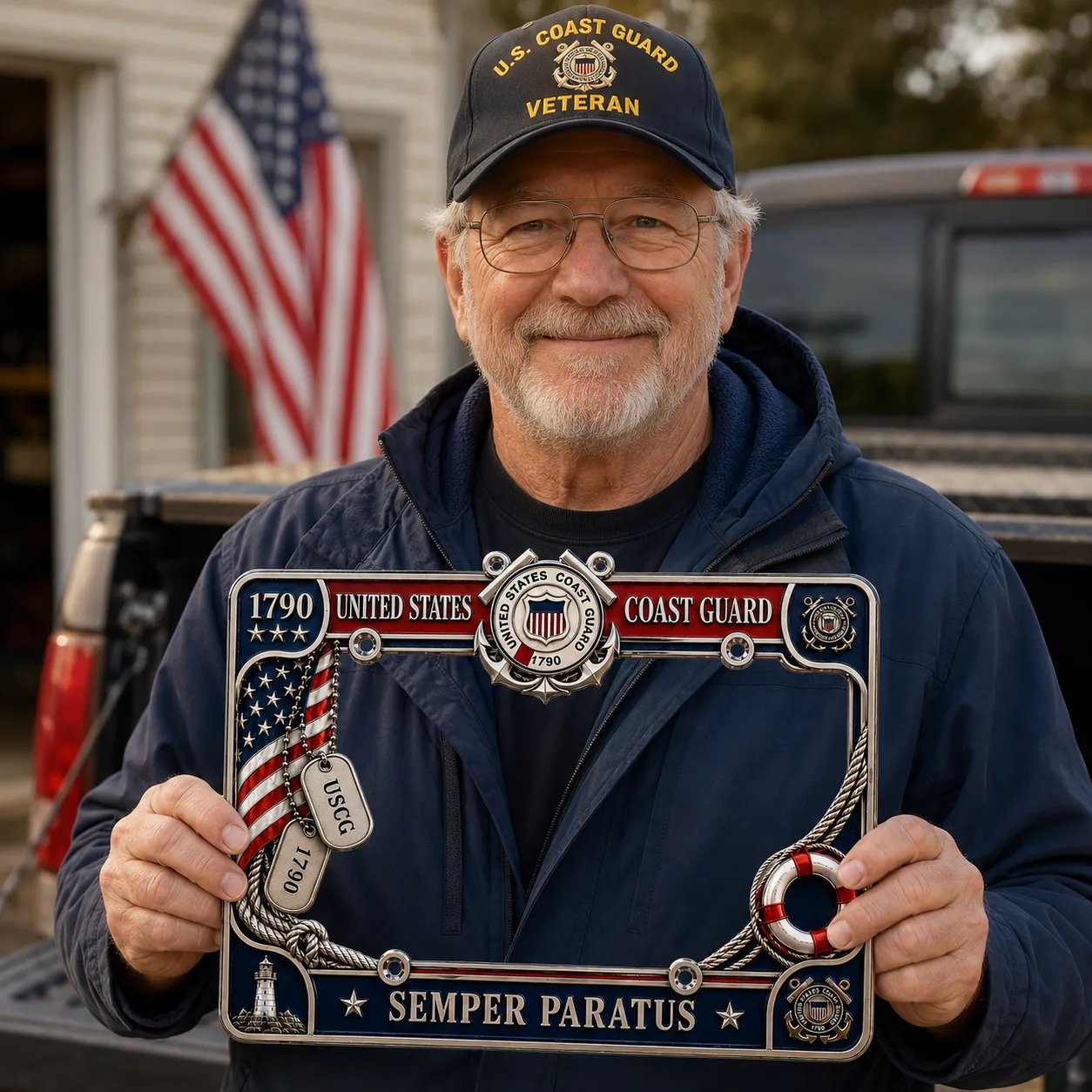🔥 Last Day 49% OFF - U.S. Coast Guard “Semper Paratus” License Plate Frame ⚓