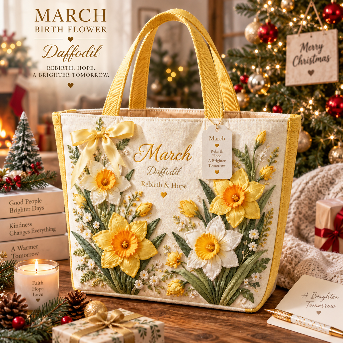 🌸 Birth Month Flower Embroidered Tote Bag – A Meaningful Gift Made for Her