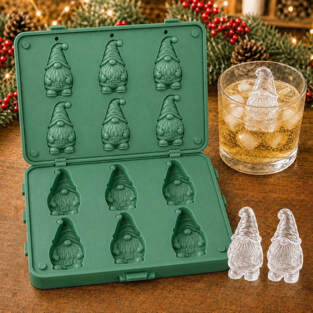 Christmas 3D Ice Mold Collection – 6-Cavity Silicone Holiday Drink Molds