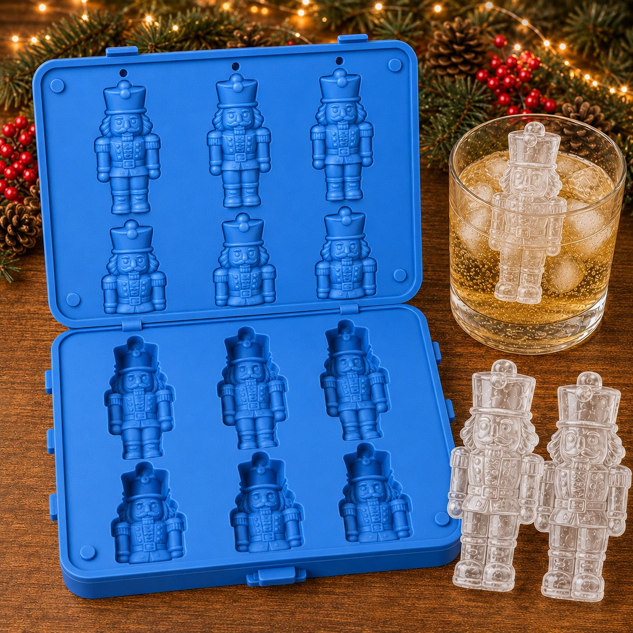 Christmas 3D Ice Mold Collection – 6-Cavity Silicone Holiday Drink Molds