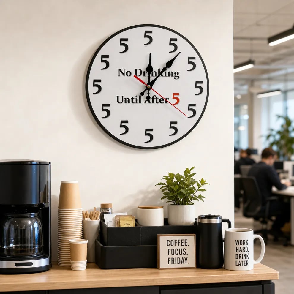 🔥Limited-Time 49% OFF 🔥Funny No Drinking Until After 5 Round Wall Clock
