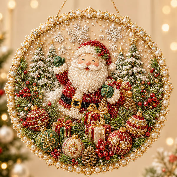 🎄 LAST DAY 75% OFF – ✨ Christmas Pearl Diamond Art Hanging Ornament Kit | Luxury Flocked Canvas with Scratch-Resistant Non-Fading Pearl Beads DIY Handmade Holiday Hanging Decor 🎅💎