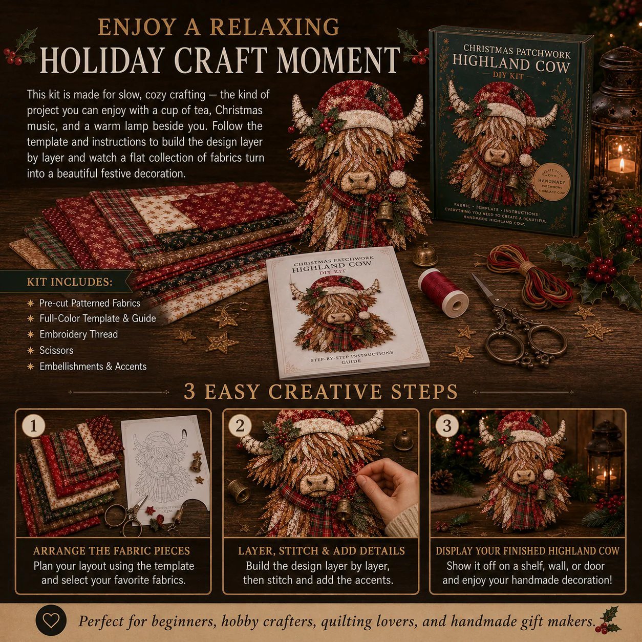 🔥LAST DAY 70% OFF - 🎅Christmas Patchwork Fabric DIY Decor Kit