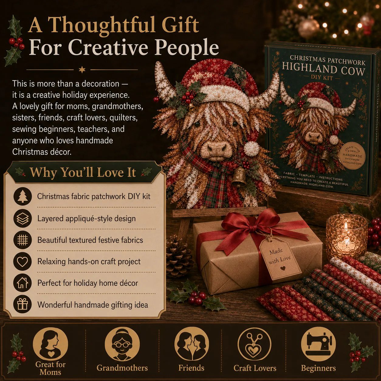 🔥LAST DAY 70% OFF - 🎅Christmas Patchwork Fabric DIY Decor Kit