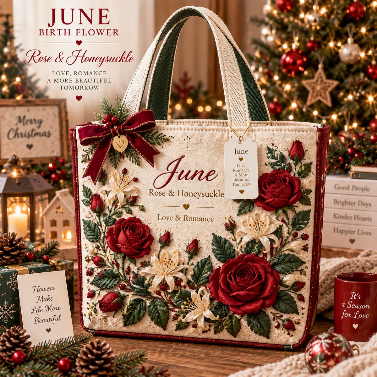 🌸 Birth Month Flower Embroidered Tote Bag – A Meaningful Gift Made for Her