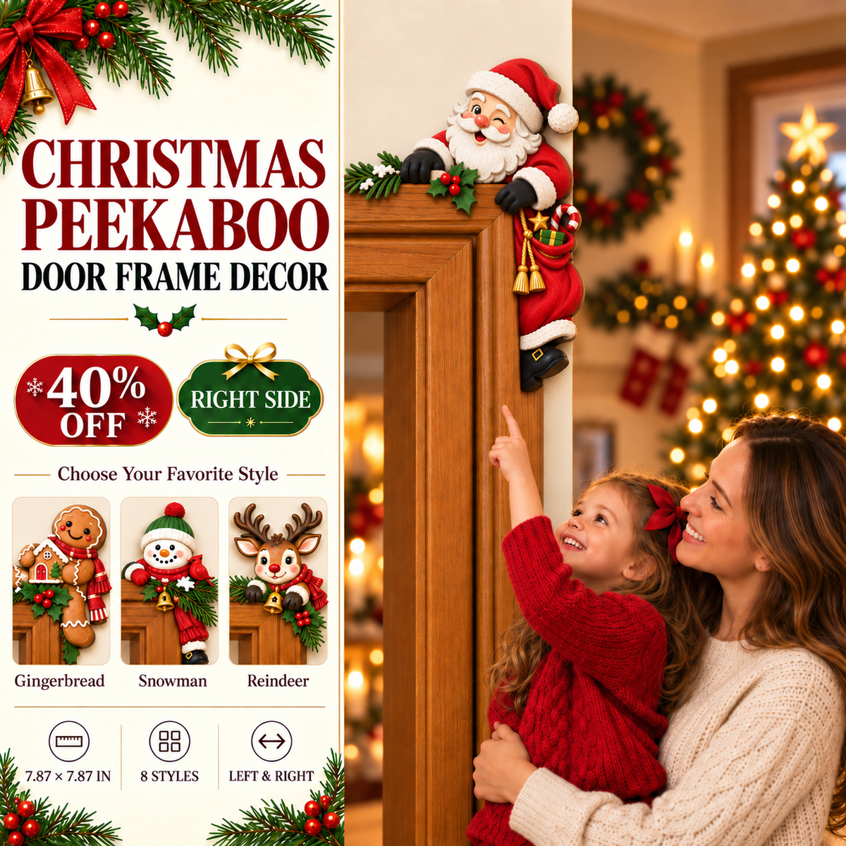 Christmas Peekaboo Door Frame Corner Decor 🎄🎅