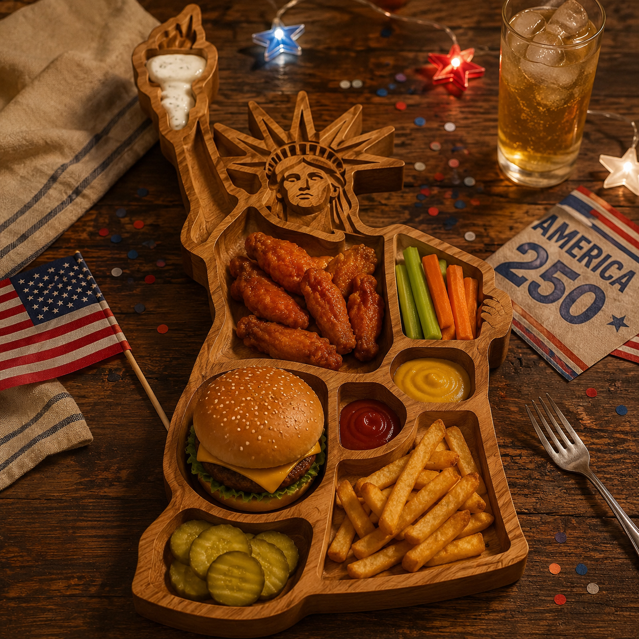 🇺🇸USA 250 Wooden Charcuterie Board