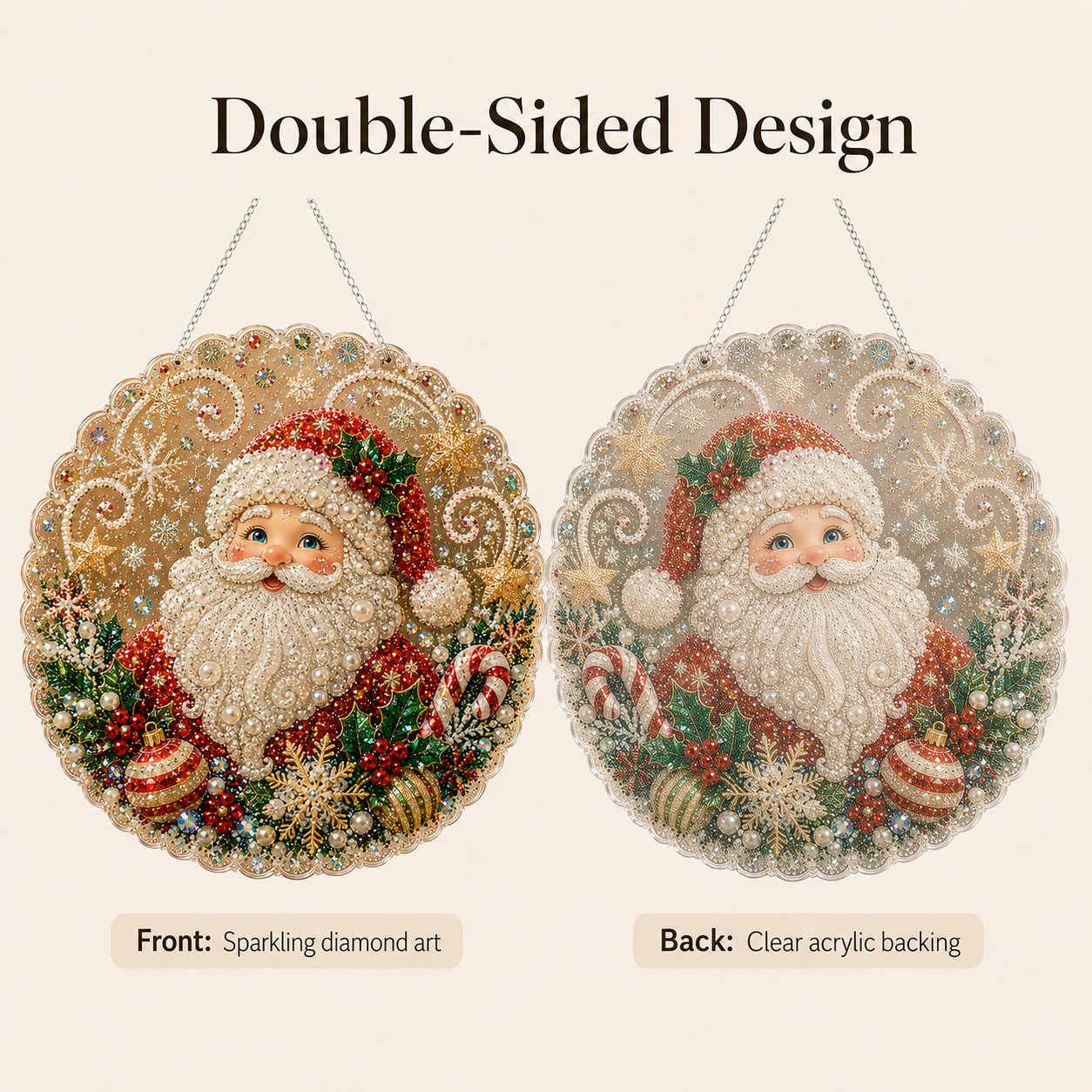🎄 LAST DAY 75% OFF – ✨ Christmas Pearl Diamond Art Hanging Ornament Kit | Luxury Flocked Canvas with Scratch-Resistant Non-Fading Pearl Beads DIY Handmade Holiday Hanging Decor 🎅💎