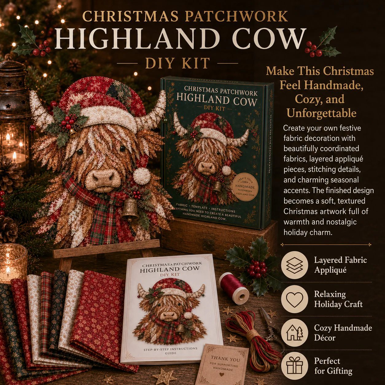 🔥LAST DAY 70% OFF - 🎅Christmas Patchwork Fabric DIY Decor Kit