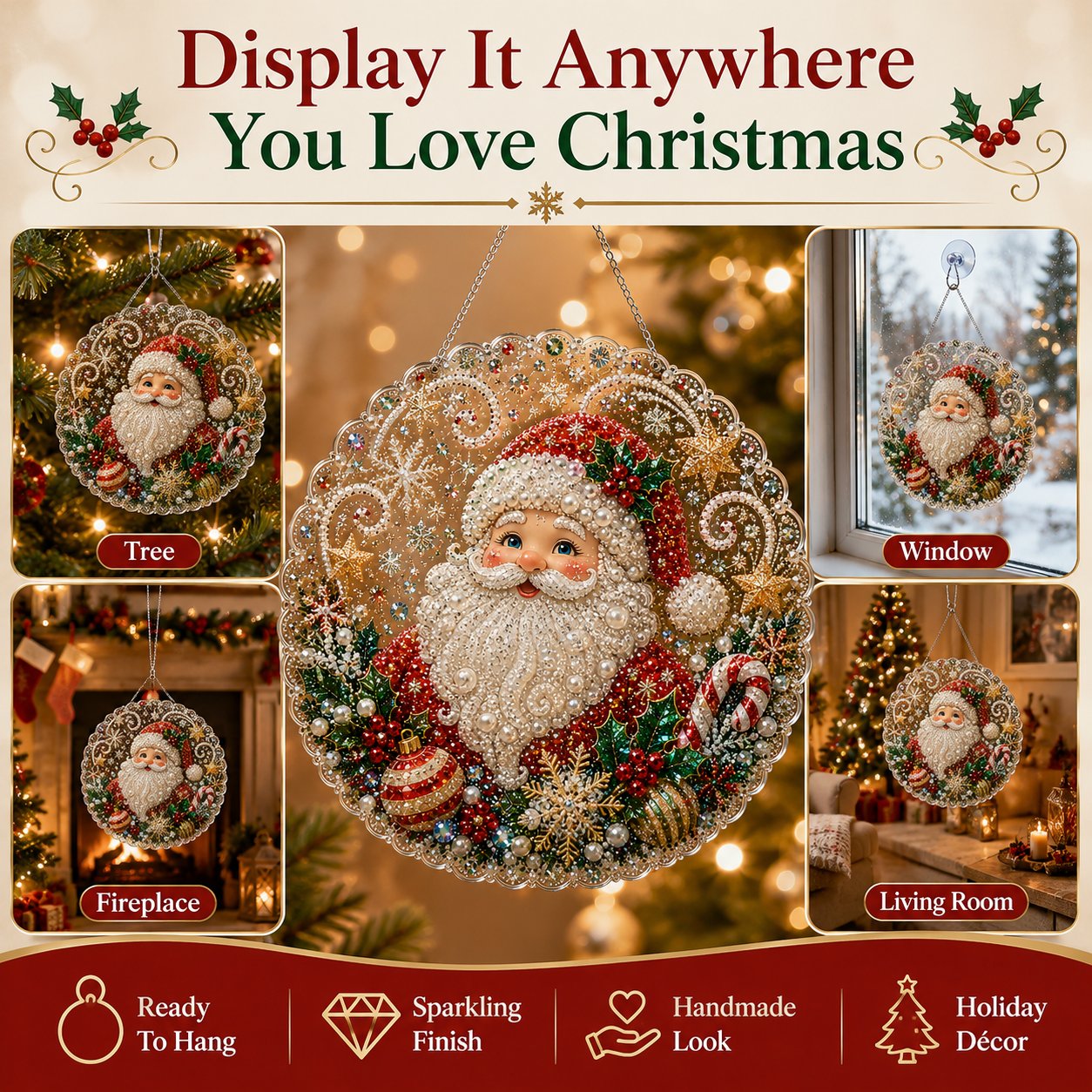 🎄 LAST DAY 75% OFF – ✨ Christmas Pearl Diamond Art Hanging Ornament Kit | Luxury Flocked Canvas with Scratch-Resistant Non-Fading Pearl Beads DIY Handmade Holiday Hanging Decor 🎅💎