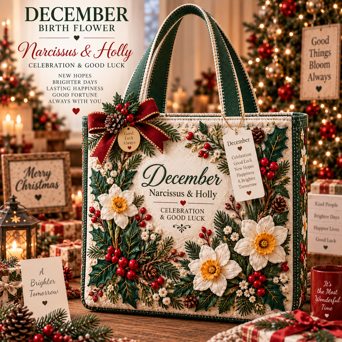 🌸 Birth Month Flower Embroidered Tote Bag – A Meaningful Gift Made for Her