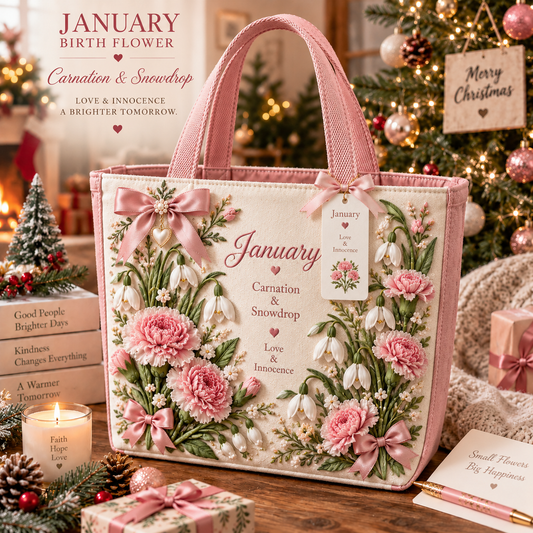 🌸 Birth Month Flower Embroidered Tote Bag – A Meaningful Gift Made for Her
