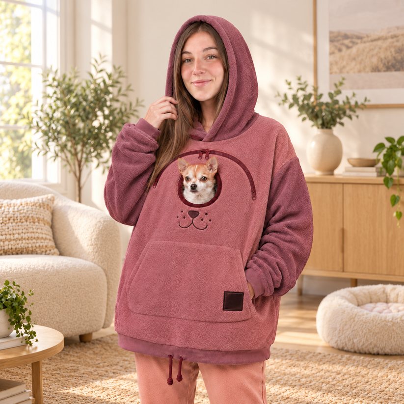 🛸⏳LIMITED TIME 50% OFF! 🔥🐕 Cozy Fleece Pet BondingPouch Hoodie - Warm &Supportive Small Pet CarrierClothing