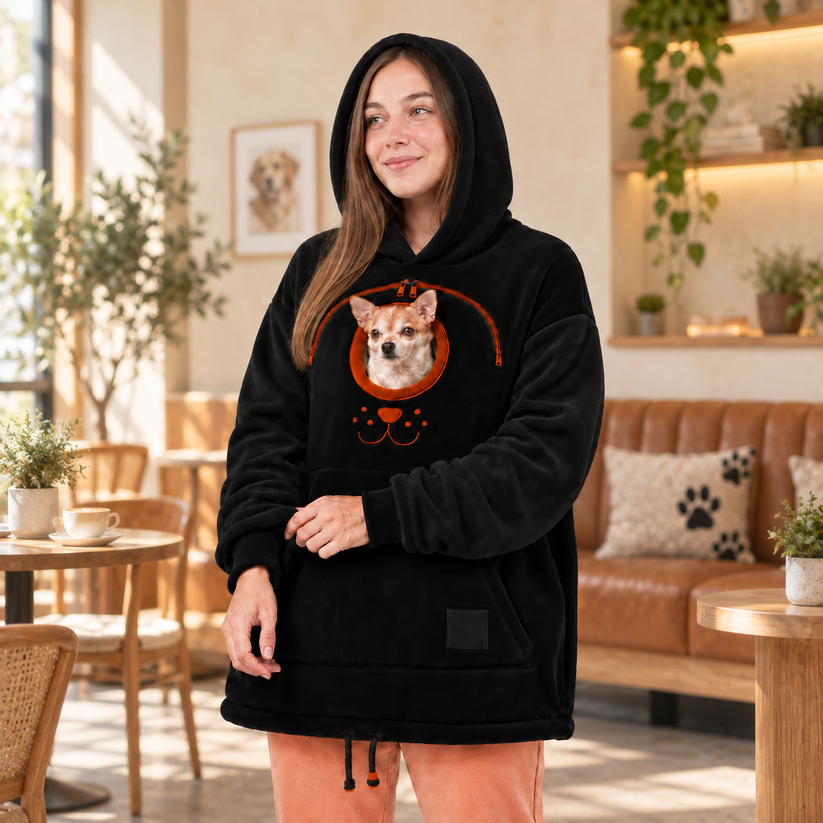🛸⏳LIMITED TIME 50% OFF! 🔥🐕 Cozy Fleece Pet BondingPouch Hoodie - Warm &Supportive Small Pet CarrierClothing