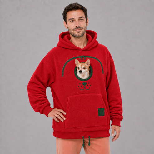 🛸⏳LIMITED TIME 50% OFF! 🔥🐕 Cozy Fleece Pet BondingPouch Hoodie - Warm &Supportive Small Pet CarrierClothing