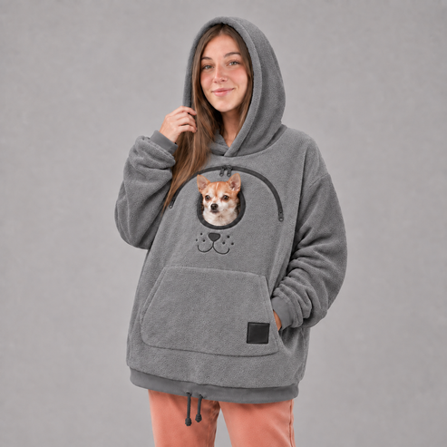 🛸⏳LIMITED TIME 50% OFF! 🔥🐕 Cozy Fleece Pet BondingPouch Hoodie - Warm &Supportive Small Pet CarrierClothing