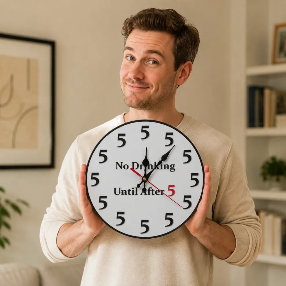 🔥Limited-Time 49% OFF 🔥Funny No Drinking Until After 5 Round Wall Clock