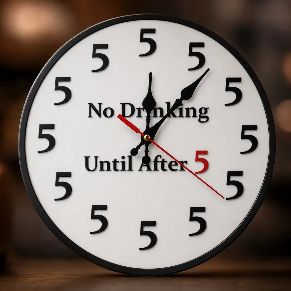 🔥Limited-Time 49% OFF 🔥Funny No Drinking Until After 5 Round Wall Clock