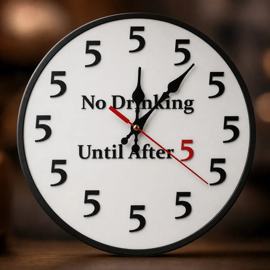 🔥Limited-Time 49% OFF 🔥Funny No Drinking Until After 5 Round Wall Clock