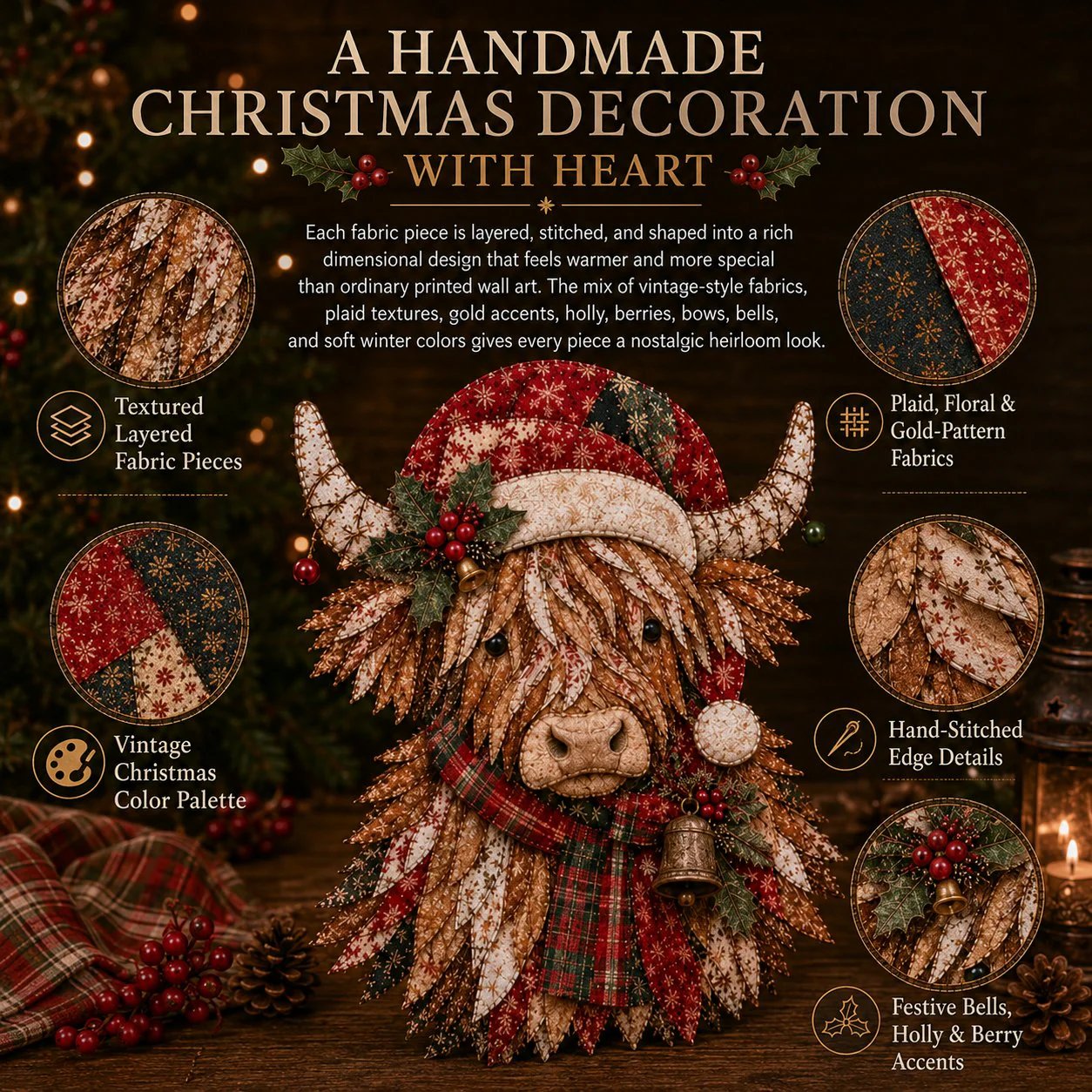🔥LAST DAY 70% OFF - 🎅Christmas Patchwork Fabric DIY Decor Kit