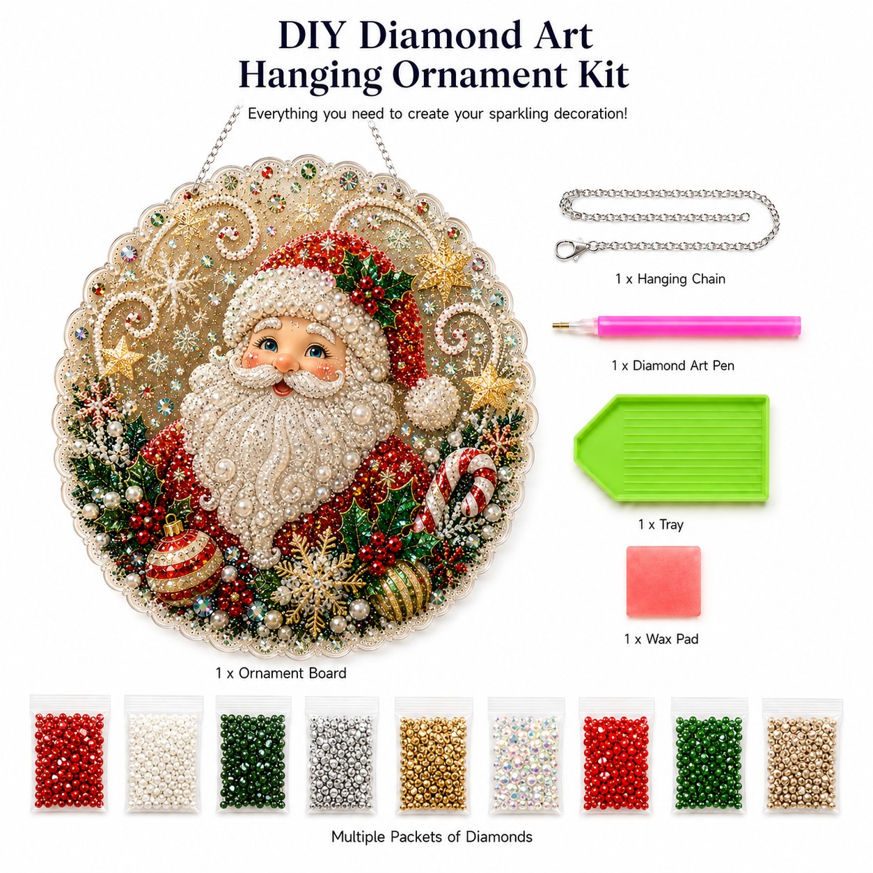 🎄 LAST DAY 75% OFF – ✨ Christmas Pearl Diamond Art Hanging Ornament Kit | Luxury Flocked Canvas with Scratch-Resistant Non-Fading Pearl Beads DIY Handmade Holiday Hanging Decor 🎅💎
