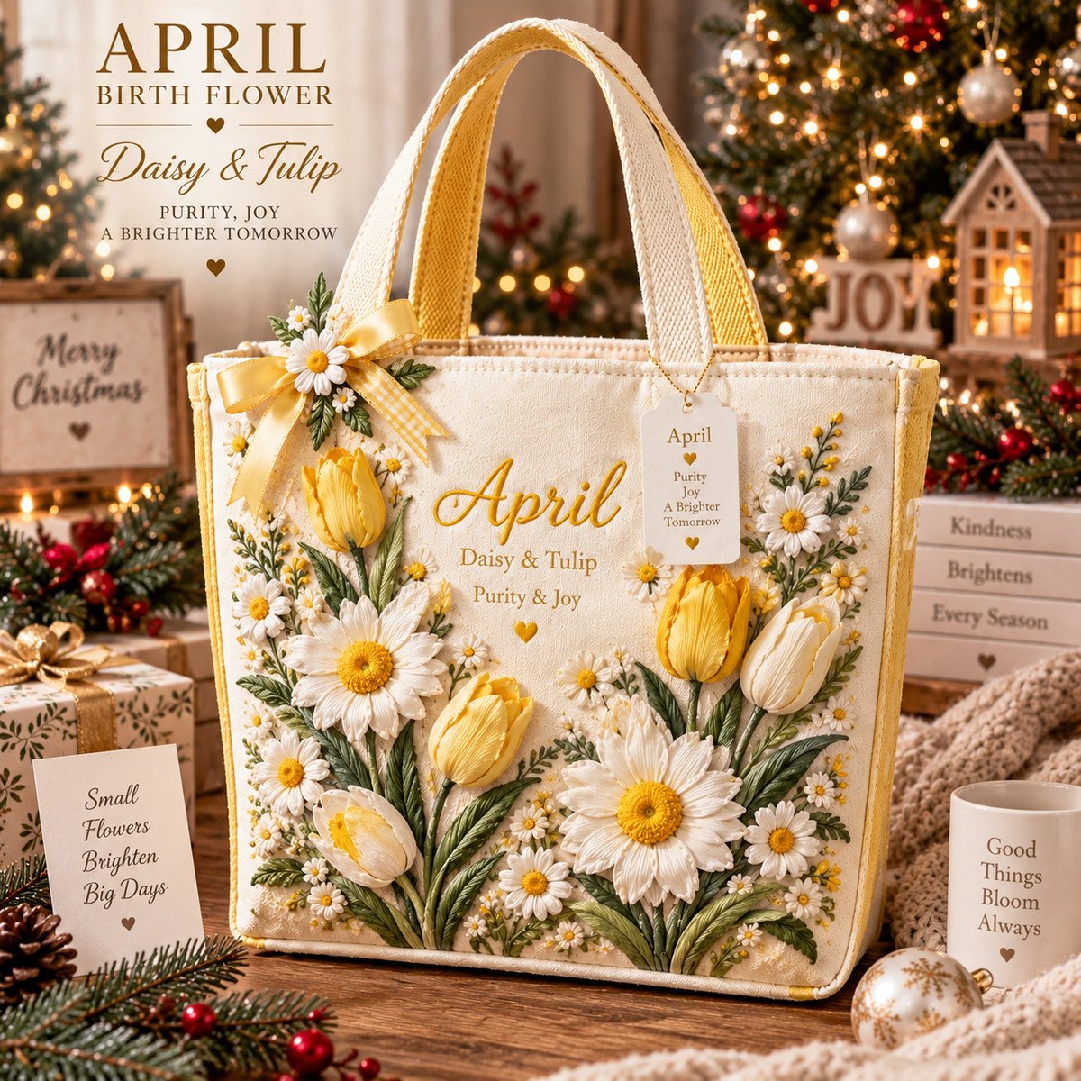 🌸 Birth Month Flower Embroidered Tote Bag – A Meaningful Gift Made for Her