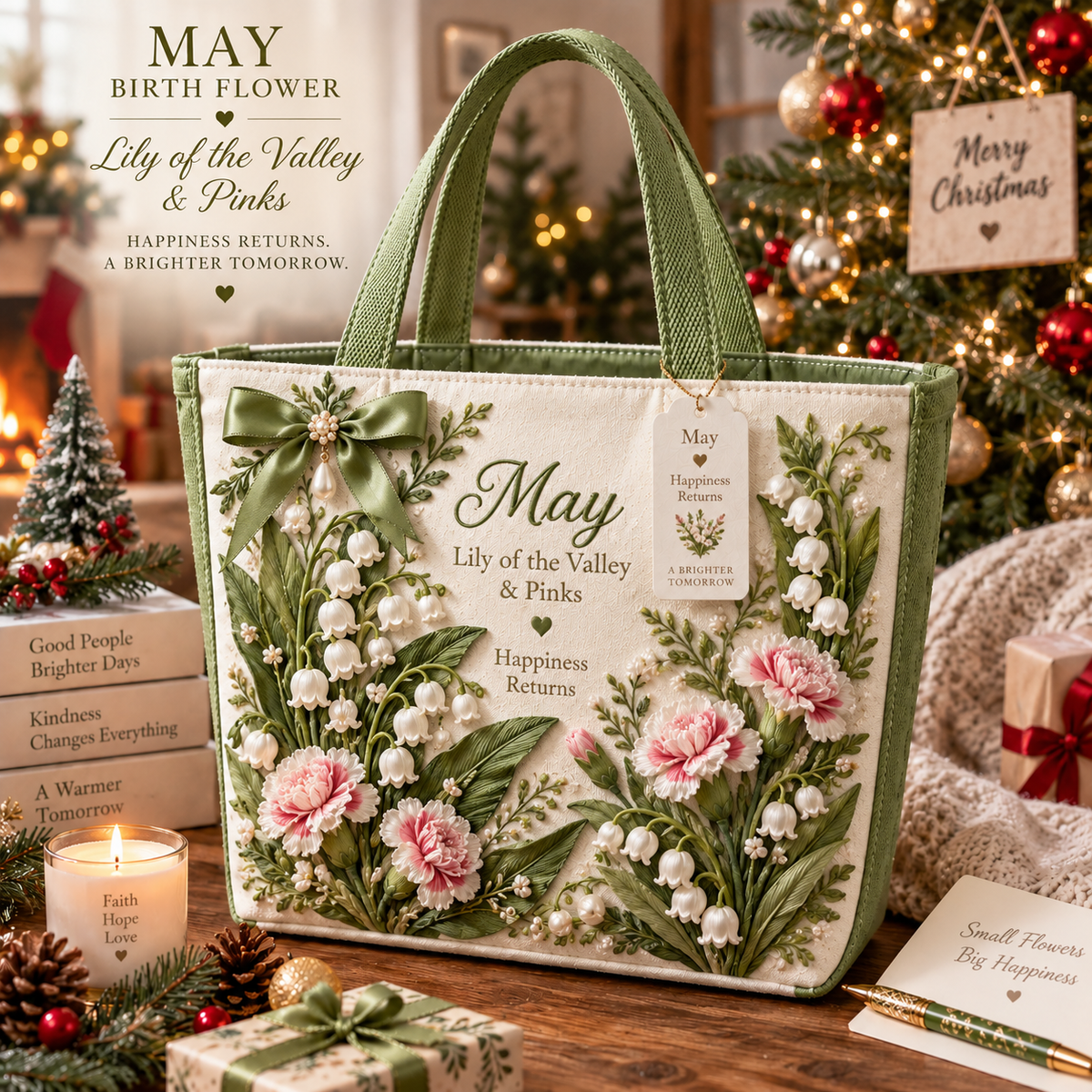 🌸 Birth Month Flower Embroidered Tote Bag – A Meaningful Gift Made for Her