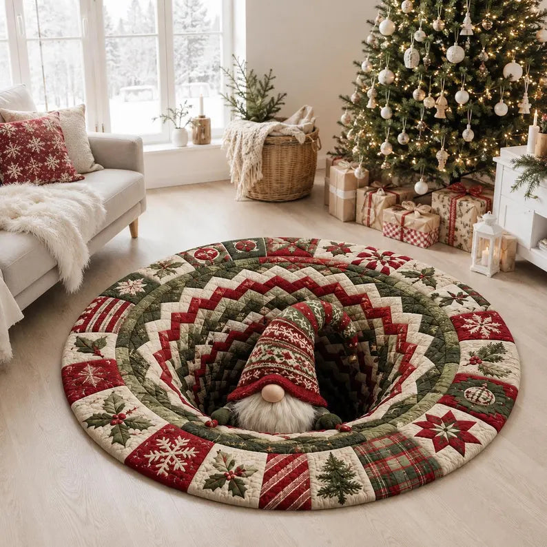 3D Santa Christmas Illusion Rug – Festive Holiday Floor Decor